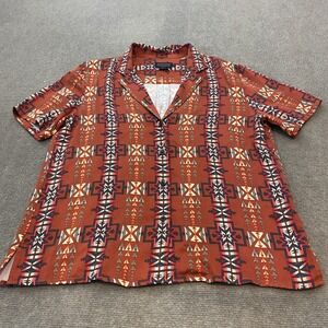 Pendleton Shirt Women Medium Aztec Camp Rayon Southwest Short Sleeve Lightweight